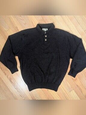 Made in Italy I Levrieri charcoal merino wool polo sweater